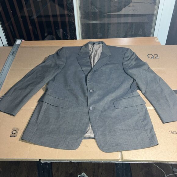 Hart Schaffner Marx Gray Plaid Blazer Jacket 42R, Windowpane Coat, Suit Coat - Picture 1 of 13